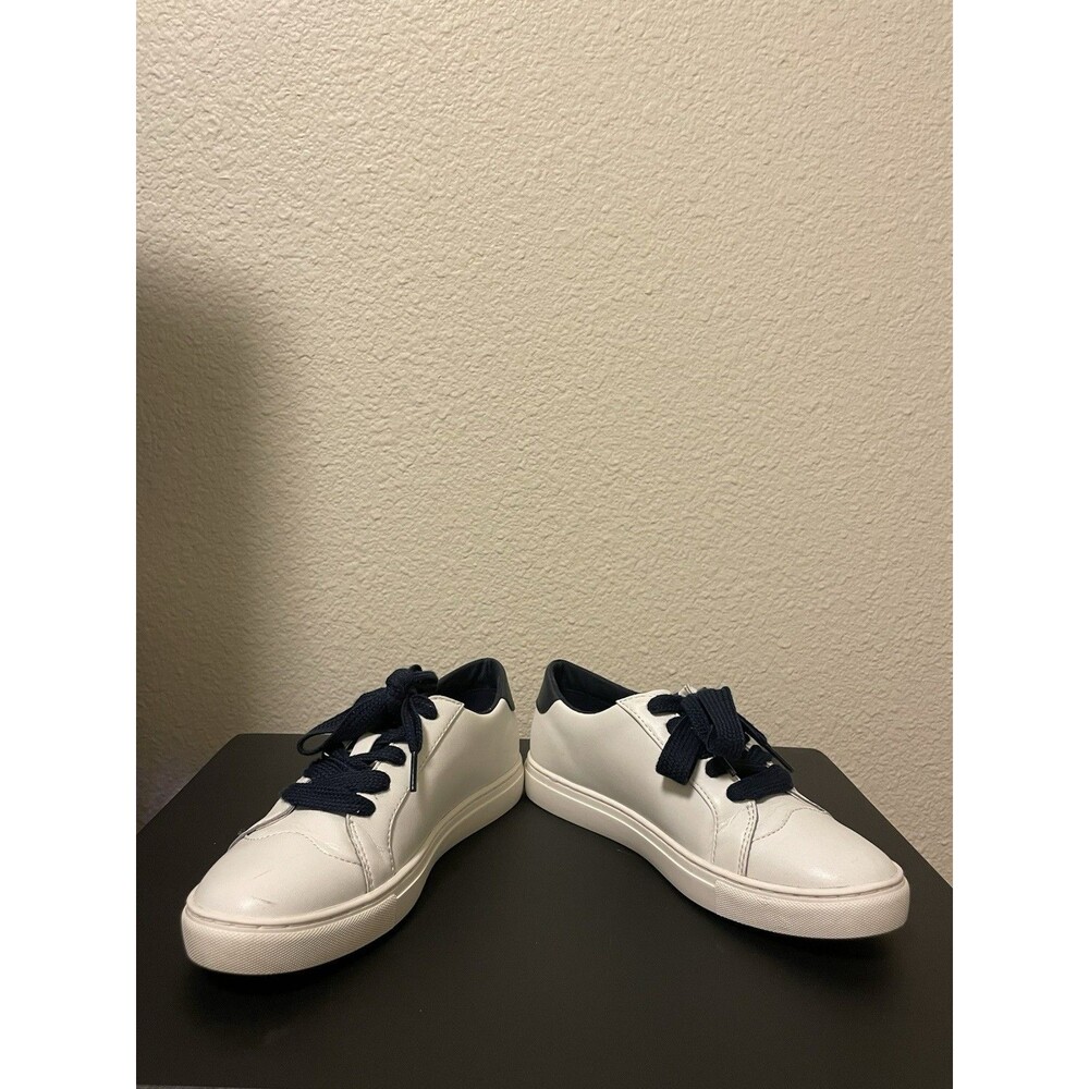 Kate Spade Fez Court Sneakers Womens 7 White Black Spade Logo Leather Low Top - Picture 5 of 8